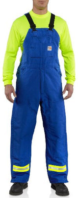 Carhatt Mens Flame Resistant Duck Lined Bib Overall Striped