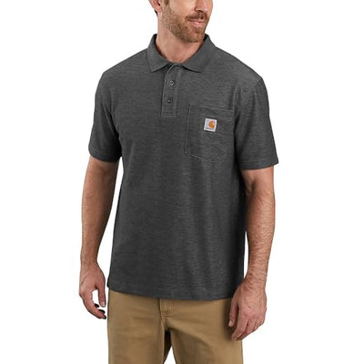 Carhartt Men's Big & Tall Loose Fit Midweight Short-Sleeve Pocket Polo, Carbon Heather