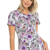 HeartSoul Mock Wrap Scrub Top, Patterns and Posies