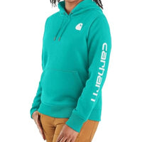 Carhartt 102791 Women's Relaxed Fit Midweight Logo Sleeve Graphic Sweatshirt, Vintage Aqua, Small