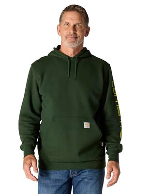 Carhartt Men's Flame Resistant Force Loose Fit Midweight Logo Sleeve Graphic Sweatshirt, Mountain View, Medium