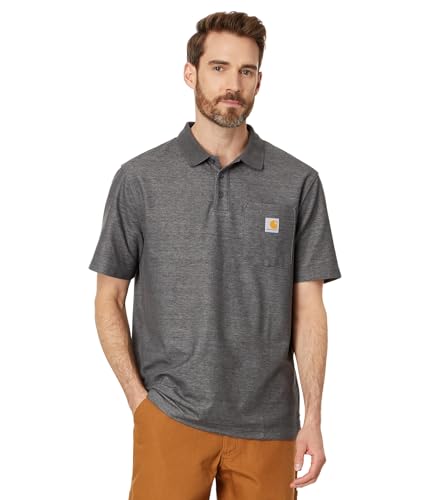 Carhartt 106685 Men's Loose Fit Midweight Short-Sleeve Pocket Polo, Carbon Heather