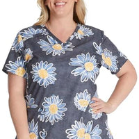 Dickies EDS Women Scrubs Top V-Neck Print DK616