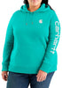 Carhartt 102791 Women's Relaxed Fit Midweight Logo Sleeve Graphic Sweatshirt, Vintage Aqua, X-Small