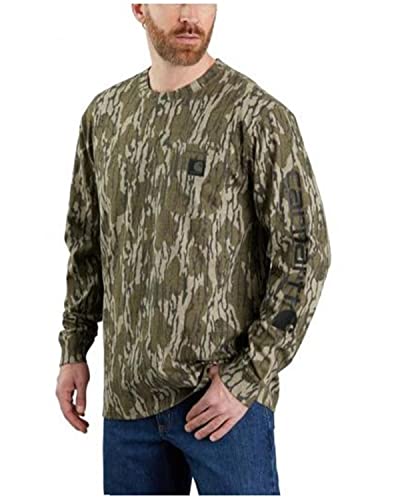 Carhartt Men's 105483 Loose Fit Heavyweight Long-Sleeve Pocket Camo Logo Graphi
