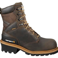 Carhartt 8” Waterproof Leather Logger Boot – Composite Toe Work Boots for Men with Goodyear Welt, Slip-Resistant Outsole, EH Rated
