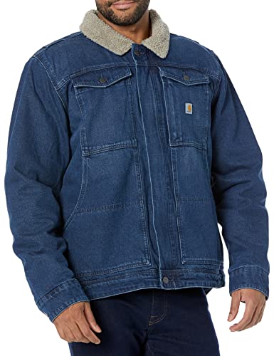 Carhartt Denim Sherpa Lined Trucker Jacket deals Blue Mens Medium