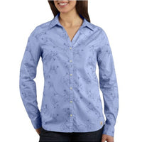 Carhartt WS014 Button-Front Woven Shirt Women's WS014 Women's Embroidered Blue