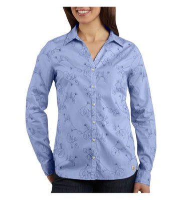 Carhartt WS014 Button-Front Woven Shirt Women's WS014 Women's Embroidered Blue
