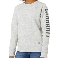 Carhartt 104410 Women's Relaxed Fit Midweight Crewneck Block Logo Sleeve Graphic Sweatshirt