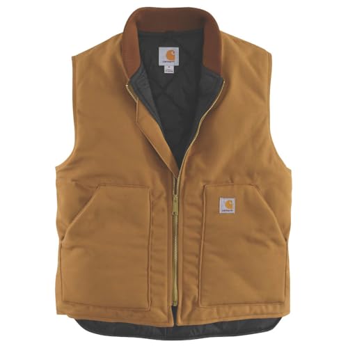 Carhartt 106676 Men's Relaxed Fit Firm Duck Insulated Rib Collar Vest, Brown