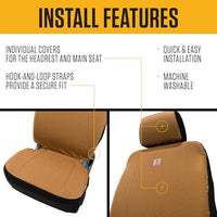 Carhartt C0001399 Universal Nylon Duck Canvas Fitted Bucket Seat Covers, Durable Seat Protection with Rain Defender