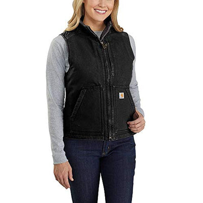 Carhartt Women's 104224 Washed Duck Mock Neck Vest - Sherpa Lined