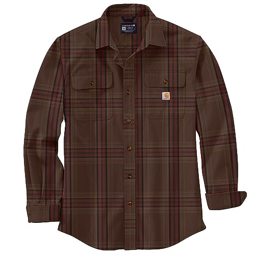 Carhartt 105947 Men's Loose Fit Heavyweight Flannel Long-Sleeve Plaid Shirt - Medium Regular - Chestnut