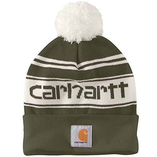 Carhartt 105168 Men's Knit PomPom Cuffed Logo Beanie