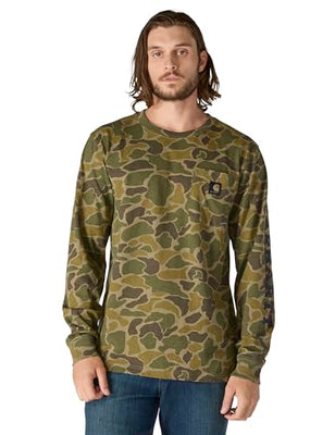 Carhartt 107043 Men's Relaxed Fit Heavyweight Long-Sleeve Pocket Camo Logo Graphic T-Shirt