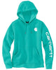 Carhartt 102791 Women's Relaxed Fit Midweight Logo Sleeve Graphic Sweatshirt, Vintage Aqua, Large