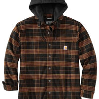 Carhartt 106353 Men's Rugged Flex Relaxed Fit Flannel Fleece Lined Hooded Shirt Jac