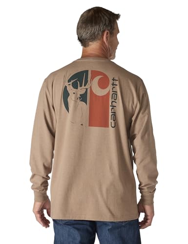 Carhartt Men’s Loose Fit Heavyweight Long-Sleeve Pocket Deer Graphic T-Shirt