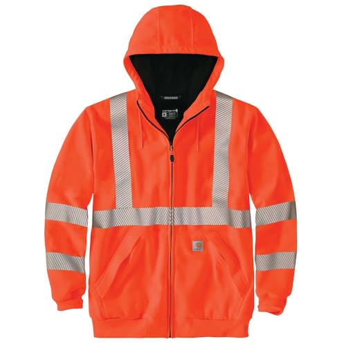 Carhartt Men's High-Visibility Loose Fit Midweight Thermal-Lined Full-Zip Class 3 Sweatshirt