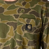 Carhartt 107043 Men's Relaxed Fit Heavyweight Long-Sleeve Pocket Camo Logo Graphic T-Shirt