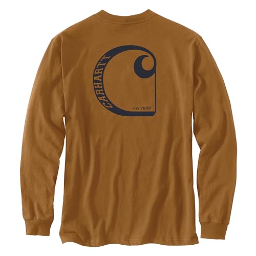 Carhartt 106363 Men's Relaxed Fit Heavyweight Long-Sleeve Pocket C Graphic T-Sh - 3X-Large Regular - Carhartt Brown