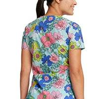 Cherokee Prints Women Scrubs Top Mock Wrap CK614