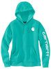 Carhartt 102791 Women's Relaxed Fit Midweight Logo Sleeve Graphic Sweatshirt, Vintage Aqua, X-Small