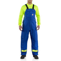 Carhartt 100171 Men's Flame Resistant Duck Lined Bib Overall Striped