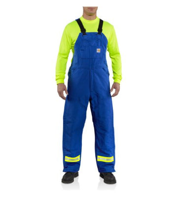 Carhartt 100171 Men's Flame Resistant Duck Lined Bib Overall Striped