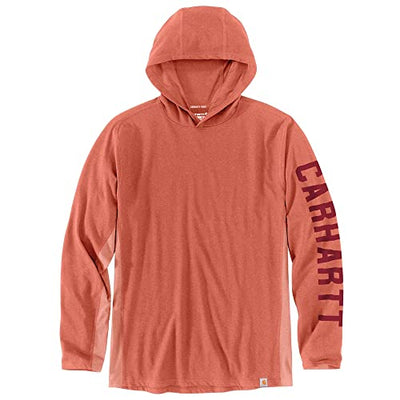 Carhartt 106654 Men's Force Relaxed Fit Midweight Long Sleeve Logo Graphic Hooded Orange