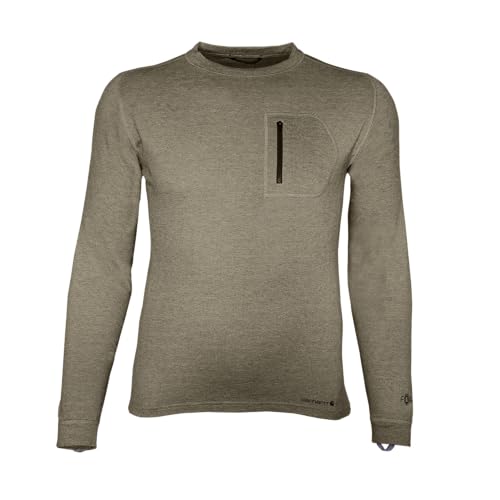 Carhartt MBL110 Men's Force Heavyweight Heathered Knit Base Layer Crewneck Pocket Top