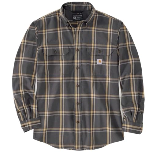 Carhartt 105433 Men's Loose Fit Midweight Chambray Long-Sleeve Plaid Shirt - X-Large - Shadow