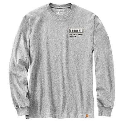 Carhartt 105423 Men's Relaxed Fit Heavyweight Long-Sleeve Crafted Graphic T-Shi - X-Large Regular - Heather Gray