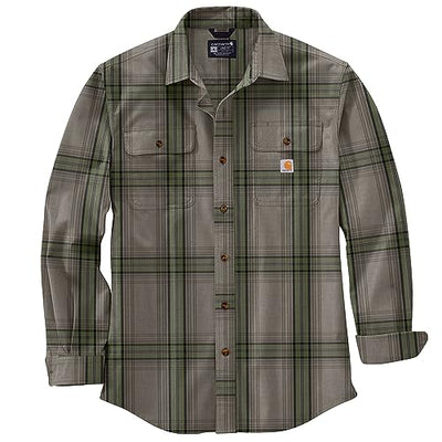 Carhartt 105947 Men's Loose Fit Heavyweight Flannel Long-Sleeve Plaid Shirt - 2X-Large Regular - Chive