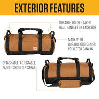 Carhartt B0000444 Classic Round Duffel with Utility Pouch, Heavy-Duty, Water-Resistant Packable Gear Bag for Jobsite, Gym, and Travel