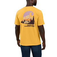 Carhartt 106581 Men's Relaxed Fit Heavyweight Short-Sleeve Denali National Park - 3X-Large Regular - Vivid Yellow Heather