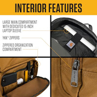 Carhartt B0000532 27l Classic Single-Compartment Backpack, Durable Pack with Laptop Sleeve and Duravax Abrasion Resistant Base, Brown