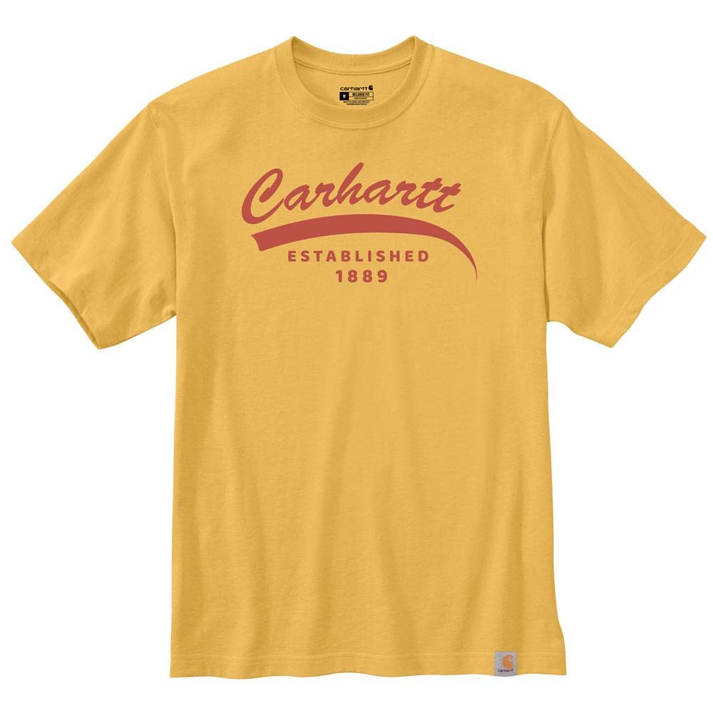 Carhartt 105714 Men's Relaxed Fit Heavyweight Short-Sleeve Script Graphic T-Shi - 2X-Large Tall - Sundance Heather