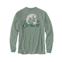 Carhartt 105705 Men's Loose Fit Heavyweight Long-Sleeve Shamrock Graphic T-Shir - Large - Jade Heather