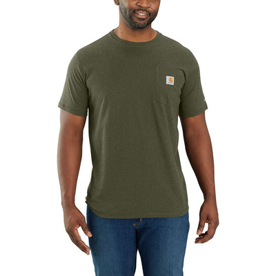 Carhartt 106652 Men's Force Relaxed Fit Midweight Short-Sleeve Pocket T-Shirt, Basil Heather