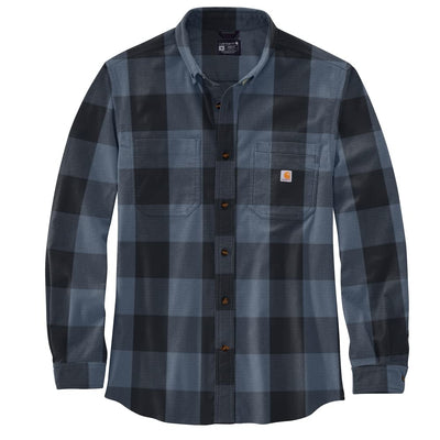 Carhartt 105432 Men's Rugged Flex Relaxed Fit Midweight Flannel Long-S - Large Tall - Navy, Large Big Tall