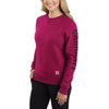 Carhartt 104410 Relaxed Fit Midweight Crew Neck Block Logo Sleeve Graphic Sweatshirt Beet Red Heather XS