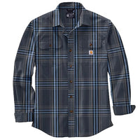 Carhartt 105947 Men's Loose Fit Heavyweight Flannel Long-Sleeve Plaid Shirt - X-Large - Navy