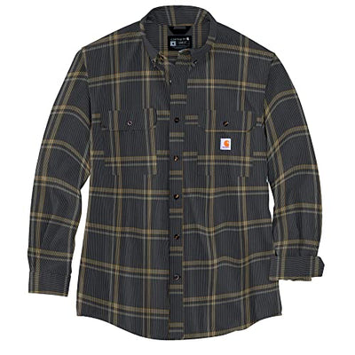 Carhartt 105433 Men's Loose Fit Midweight Chambray Long-Sleeve Plaid Shirt - Medium - Shadow