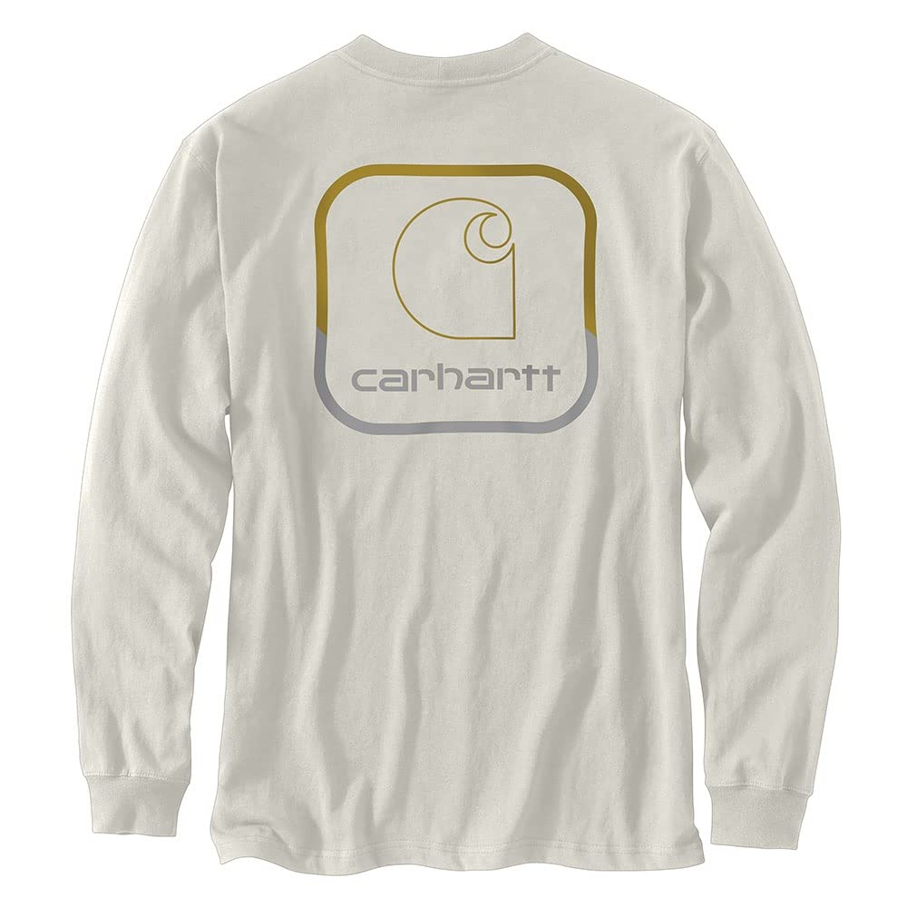 Carhartt 105584 Men's Loose Fit Heavyweight Long-Sleeve Pocket Logo Graphic T-S - X-Large Tall - Malt