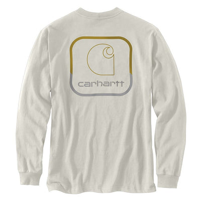 Carhartt 105584 Men's Loose Fit Heavyweight Long-Sleeve Pocket Logo Graphic T-S - X-Large Tall - Malt