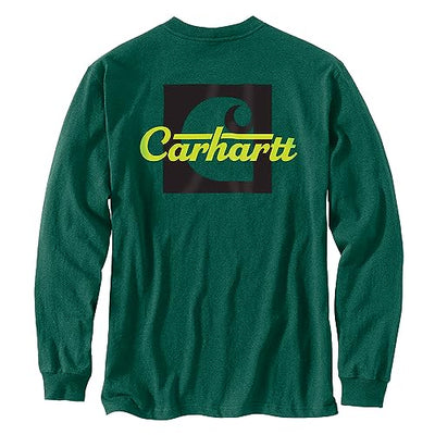 Carhartt 106040 Big & Tall Loose Fit Heavyweight Long Sleeve Pocket Script Graphic T-Shirt