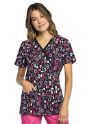 Cherokee Prints Women Scrubs Top Mock Wrap CK620