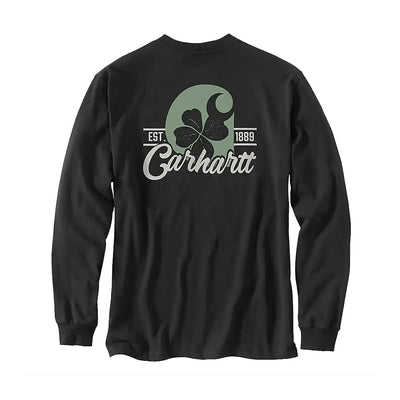 Carhartt 105705 Men's Loose Fit Heavyweight Long-Sleeve Shamrock Graphic T-Shir - Large Tall - Black